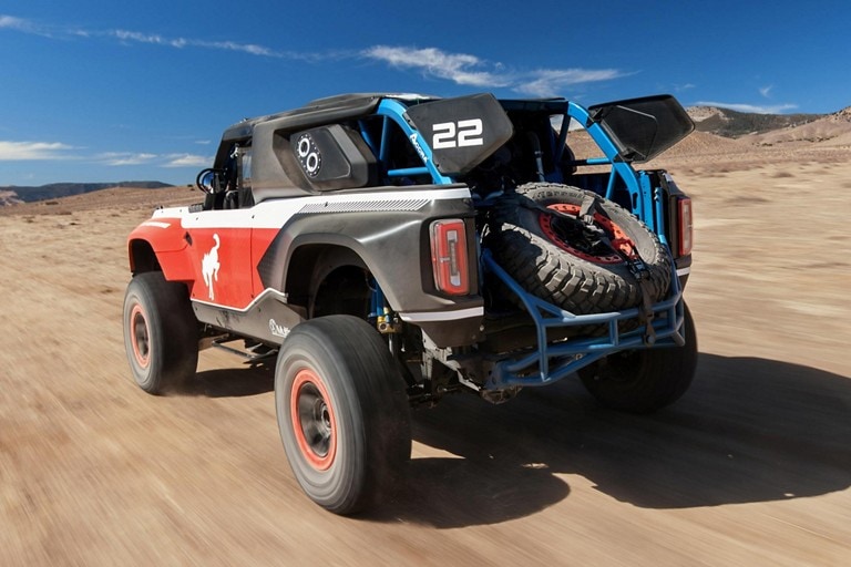 Ford Bronco DR race truck in teh desert