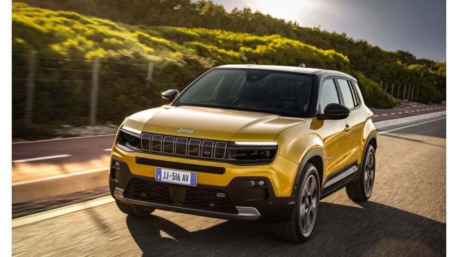 2023 Jeep Avenger in yellow on a road