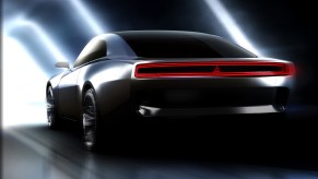 This is concept art of Dodge's electric hellcat: the Charger Daytona EV