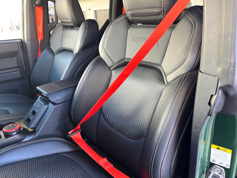 2022 Ford Bronco Raptor orange seat belts