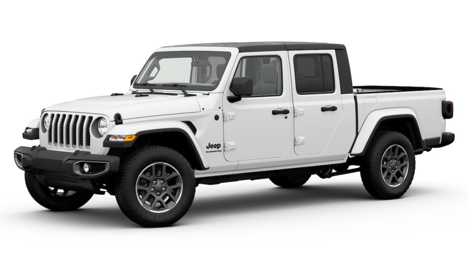 A white 2022 Jeep Gladiator on a white background.