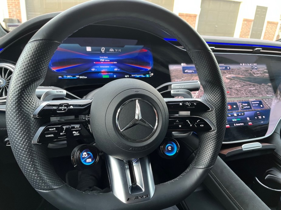 2022 Mercedes-AMG EQS steering wheel and dashboard