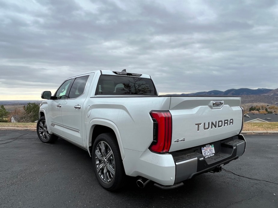 A rear view of the 2022 Toyota Tundra Capstone