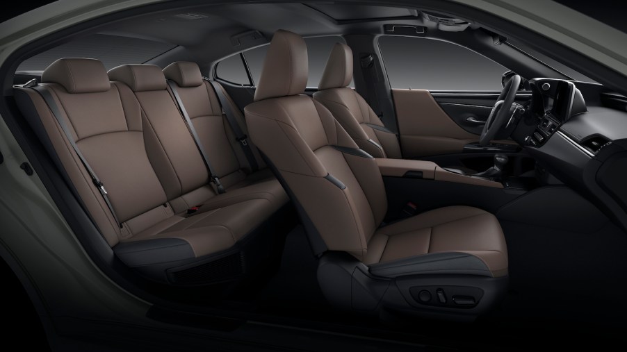 brown leather 2022 Lexus ES 350 interior midsize luxury car