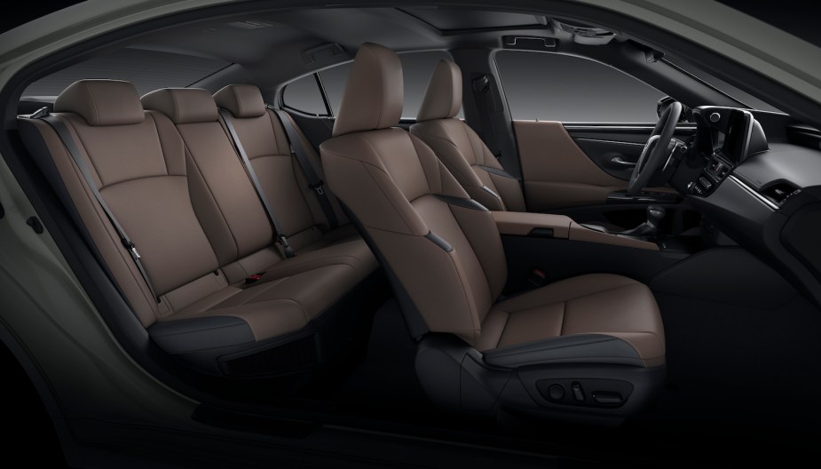 brown leather 2022 Lexus ES 350 interior midsize luxury car
