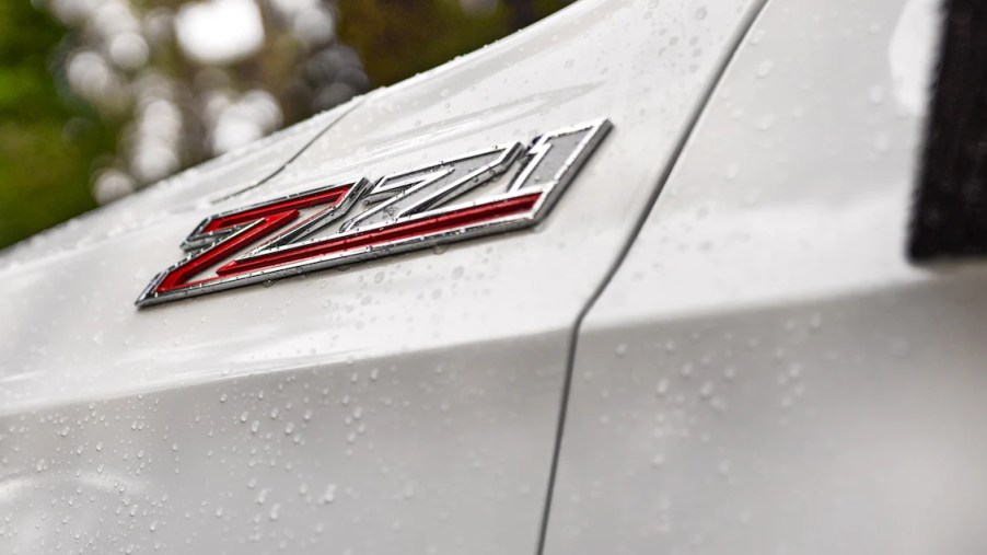 A rain-covered Z71 logo on the 2023 Chevy Tahoe full-size SUV
