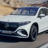 White 2023 Mercedes-Benz EQS SUV on the highway