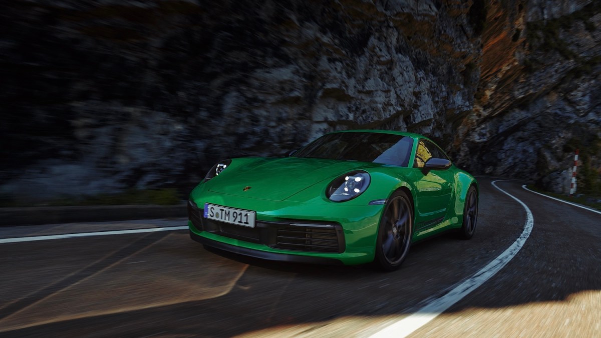 A 2023 Porsche 911 Carrera T in python green