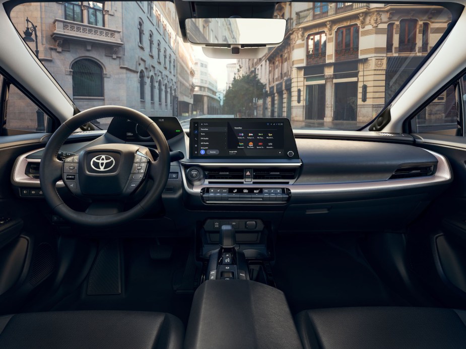 An all-Black 2023 Toyota Prius Interior