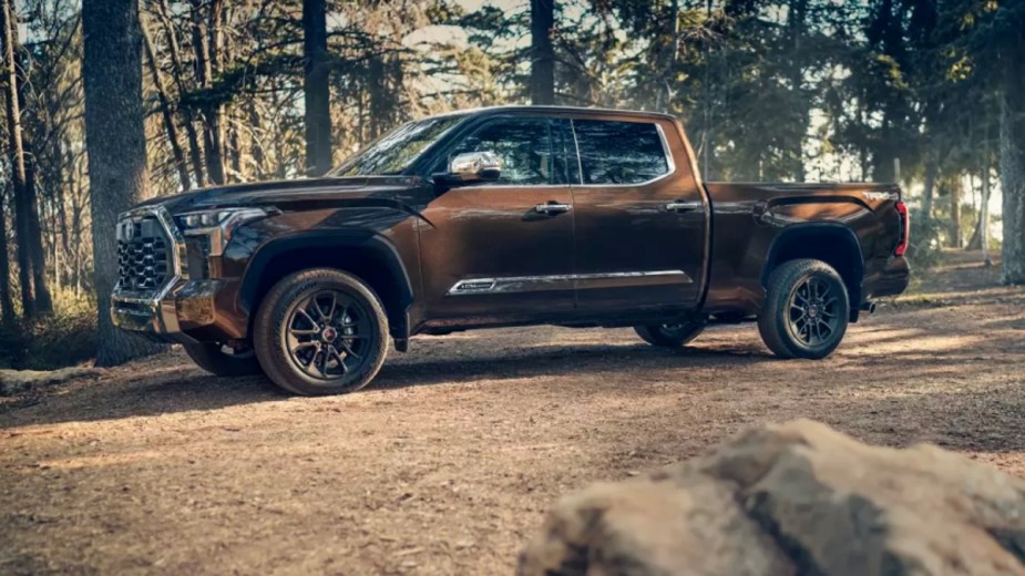 Brown 2023 Toyota Tundra 1794 Edition on the trails