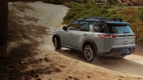 A 2023 Nissan Pathfinder Rock Creek shows off its capability as an off-road SUV.