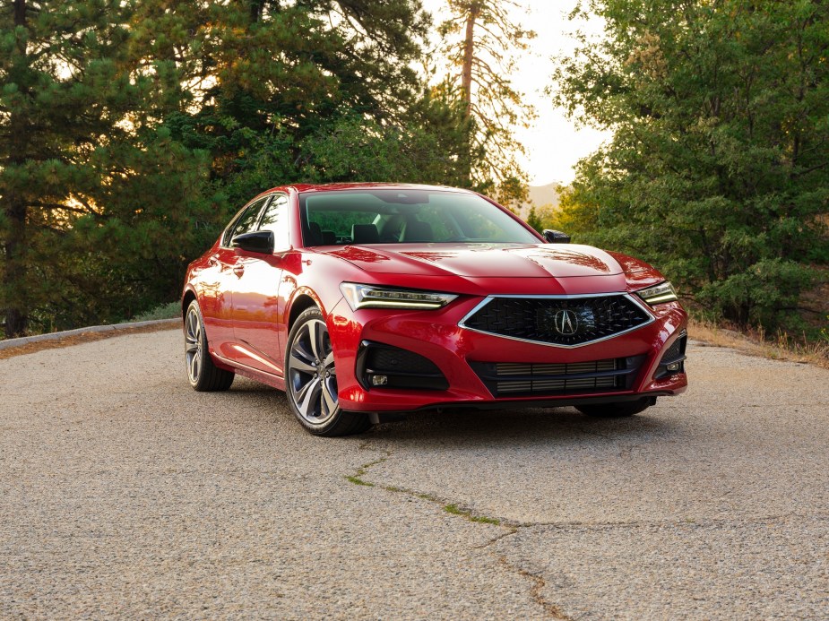 The Acura TLX, like the Lexus ES is one of the safest AWD luxury cars on a midsize sedan's dimensions. 