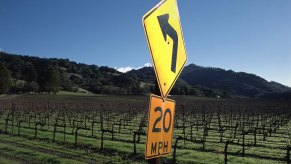 A curve ahead sign, which would be good for curve management system.