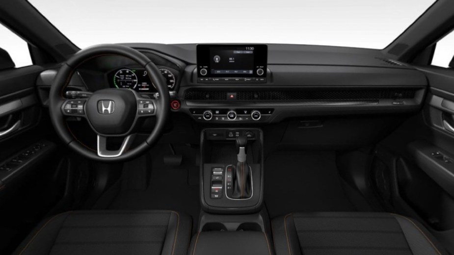 Dashboard and front seats in 2023 Honda CR-V Sport Hybrid crossover SUV, the best CR-V trim to get