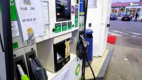 A BP gas station off a highway in Asseviller, France