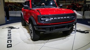 A red Ford Bronco, potentially a Ford Bronco Sport