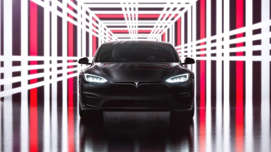 Front view of black Tesla Model S, highlighting why car guys and girls hate electric cars