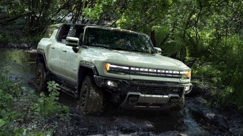 GMC Hummer EV In the Forest, an electric truck from GM.