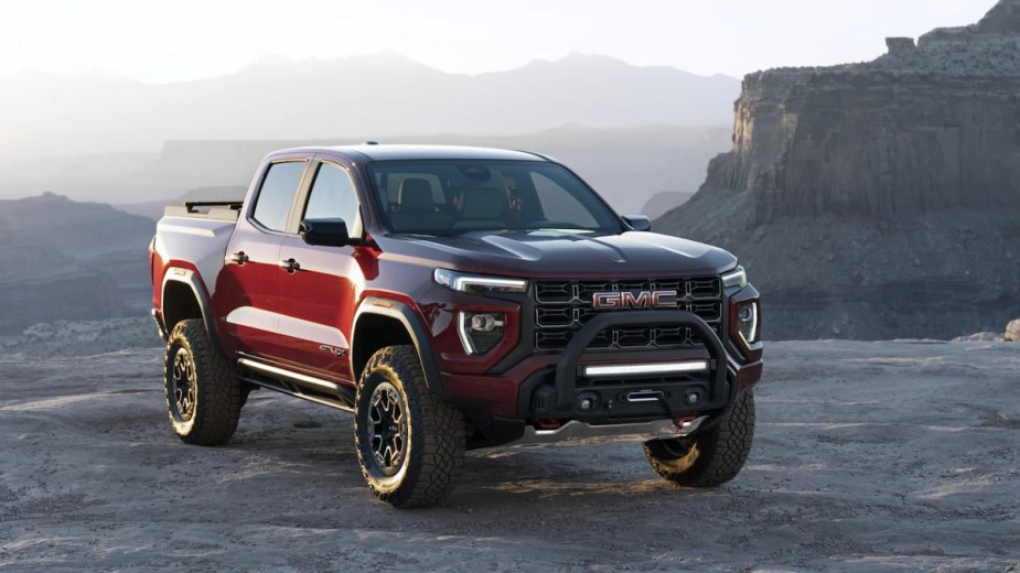 A 2023 GMC Canyon AT4X shows off its looks as an off-road mid-size truck.