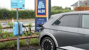 A Hyundai Ioniq 5 EV charging at an Aldi in Tarleton, United Kingdom (U.K.)