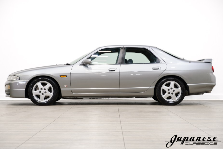 A side shot of the R33 Nissan Skyline for sale at Japanese Classics