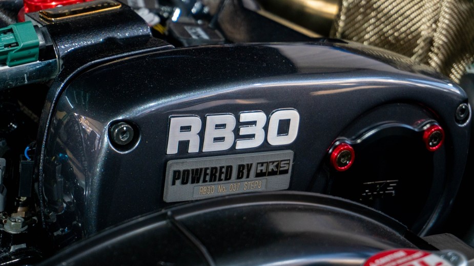 This Garrett-turbocharged RB30 engine at SEMA produces 930 horsepower.