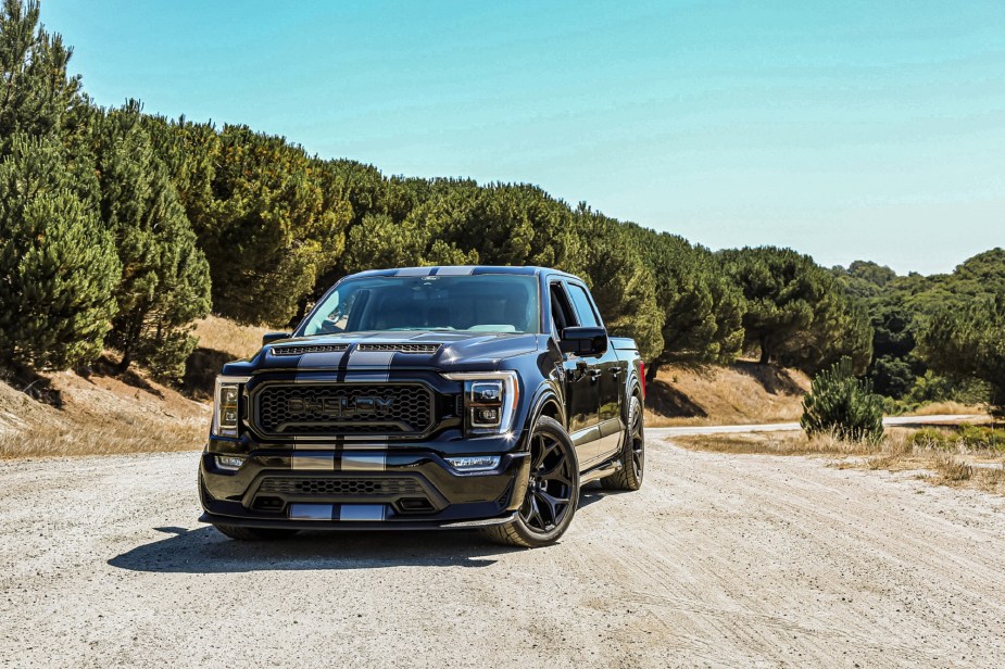 The Shelby truck lineup includes a supercharged Shelby F-150 Super Snake. 