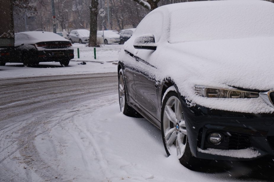 A snow covered car