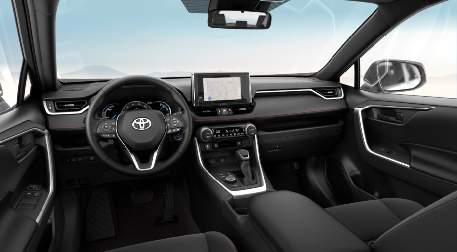 Steering wheel and front seats in 2023 Toyota RAV4 Prime SE, the best new RAV4 trim to get