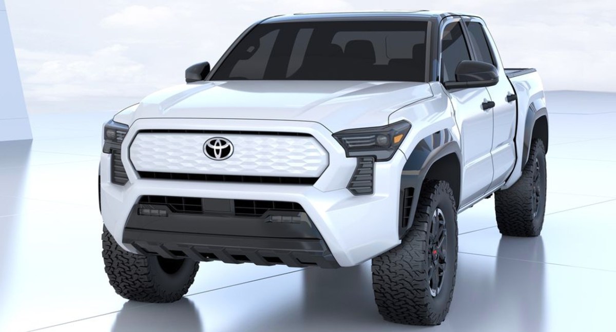 A white 2024 Toyota Tacoma Electric is parked.