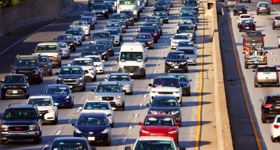 Vehicles in traffic, American Automobile Association (AAA) predicts nearly 55 million Americans will travel 50 miles or more for the Thanksgiving holiday weekend. 