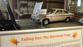 An exhibit for the Chevrolet Vega, a notorious lemon car, seen at the Boyertown Museum of Historic Vehicles