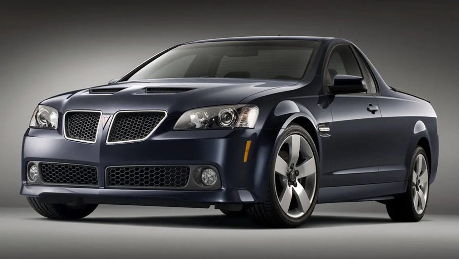This Pontiac G8 sport pickup concept would have been General Motors' first coupe utility since the Chevy El Camino.