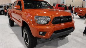 A 2015 Toyota Tacoma TRD Pro is on display, it can make a good used off-road truck.