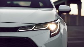 A white Toyota Corolla Hybrid, which is the best small car under $30,000.