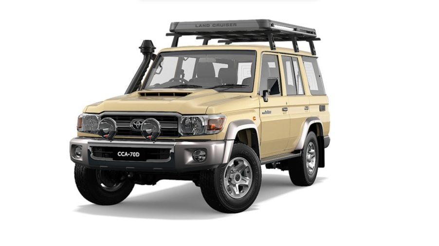 Toyota's render of a tan Land Cruiser 70 sold in Australia.