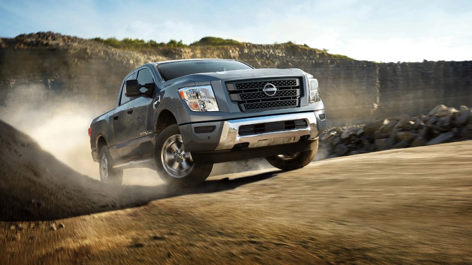 The 2023 Nissan Titan is Nissan's half-ton truck, here it is kicking up dust.