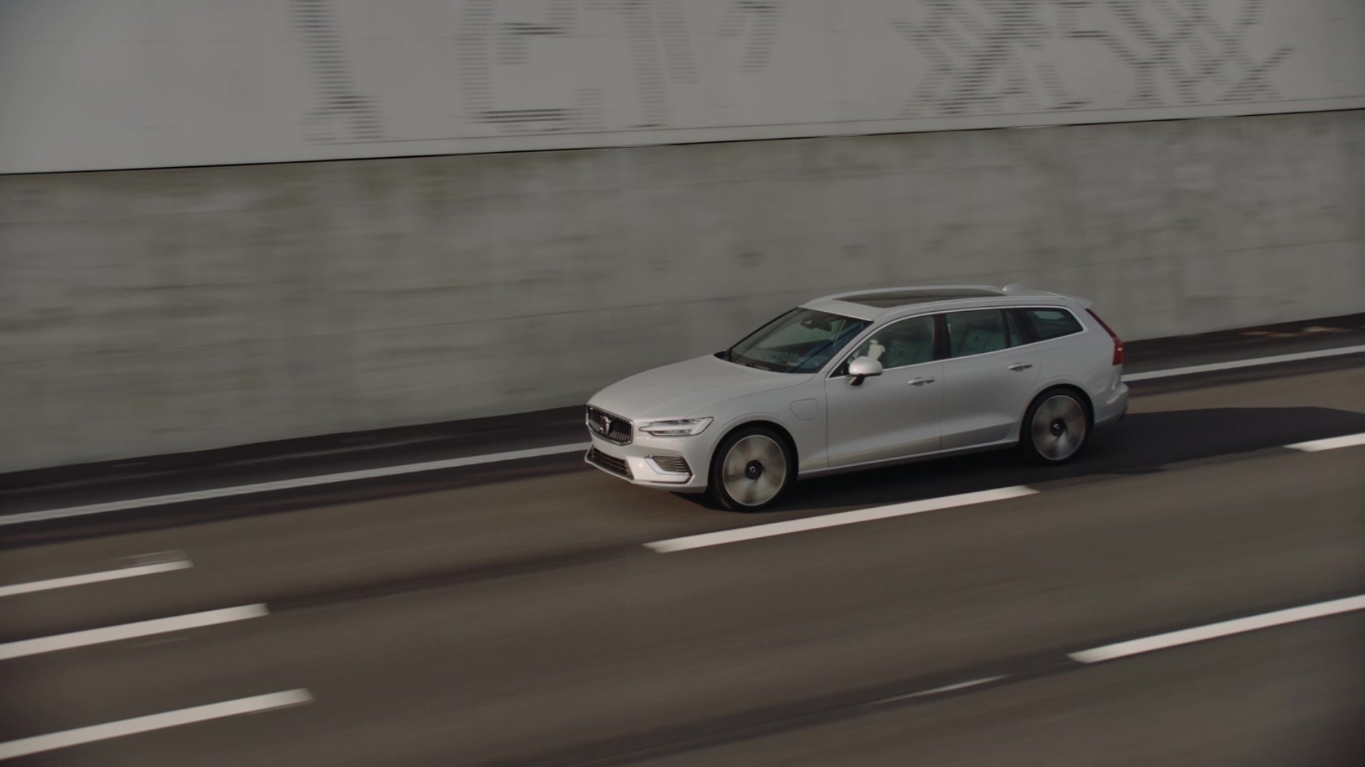 2023 Volvo V60 Recharge on a highway