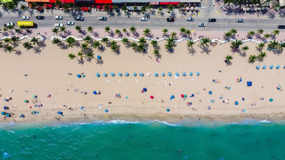 Aerial view of beach in Fort Lauderdale, Florida, the state with the most dangerous roads in America
