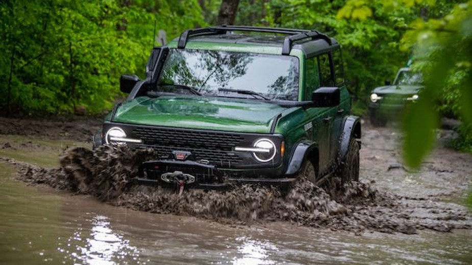Green Ford Bronco Everglades in Deep Water