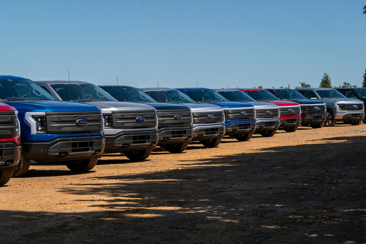 2023 Ford F-150 Lightning trucks, the most costly member of the Ford pickup truck lineup. 