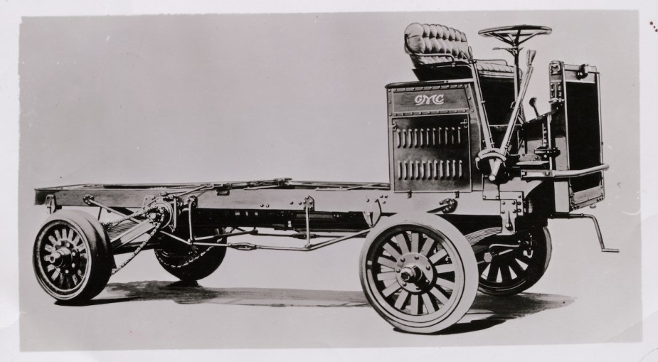 Promo photo of one of the first GMC pickup trucks, originally sold in 1908, years before the first Chevy.
