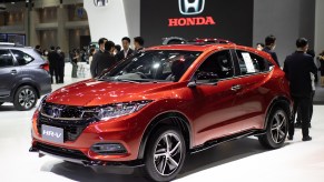 A red Honda HR-V, which is one of the most reliable crossovers.