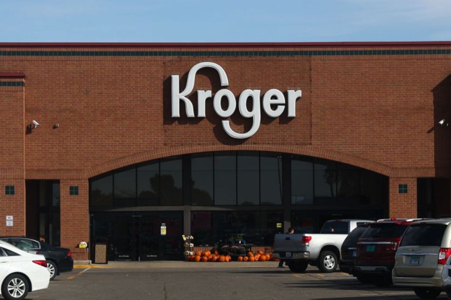 A Kroger sign on the outside of a building