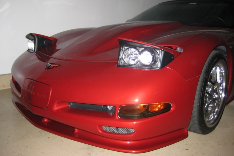 Red C5 Chevy Corvette with Pop-Up Headlights
