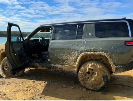 The Abandoned Rivian R1S is Free Thanks to Construction Equipment and a 20,000-lb Winch