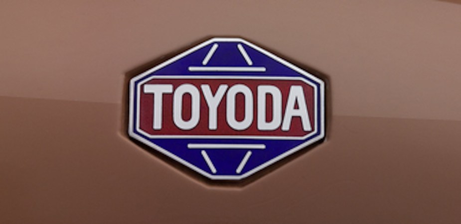 Blue and red Toyoda logo on Model AA, highlighting how Toyota changed name 