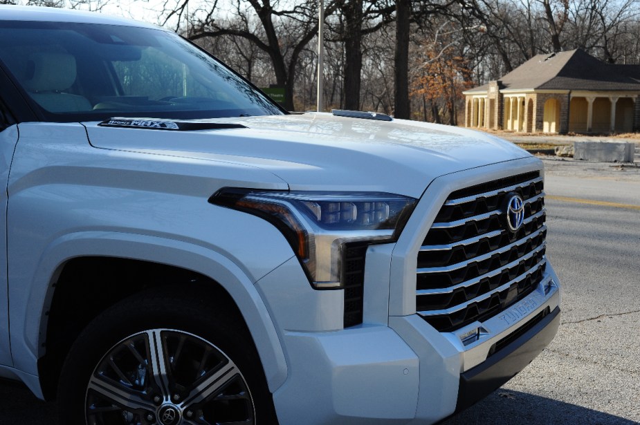 The side of a 2022 Toyota Tundra Capstone, showing aggressive styling.