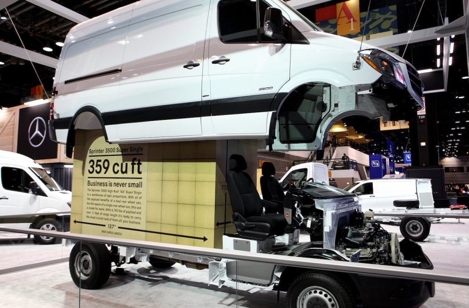 A Mercedes Sprinter on display at the Chicago Auto Show. 