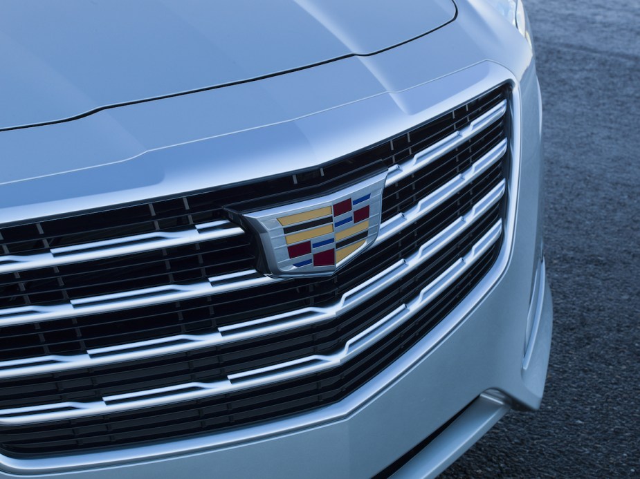 A 2017 Cadillac CTS grille, which is one of the most reliable Cadillac models. 